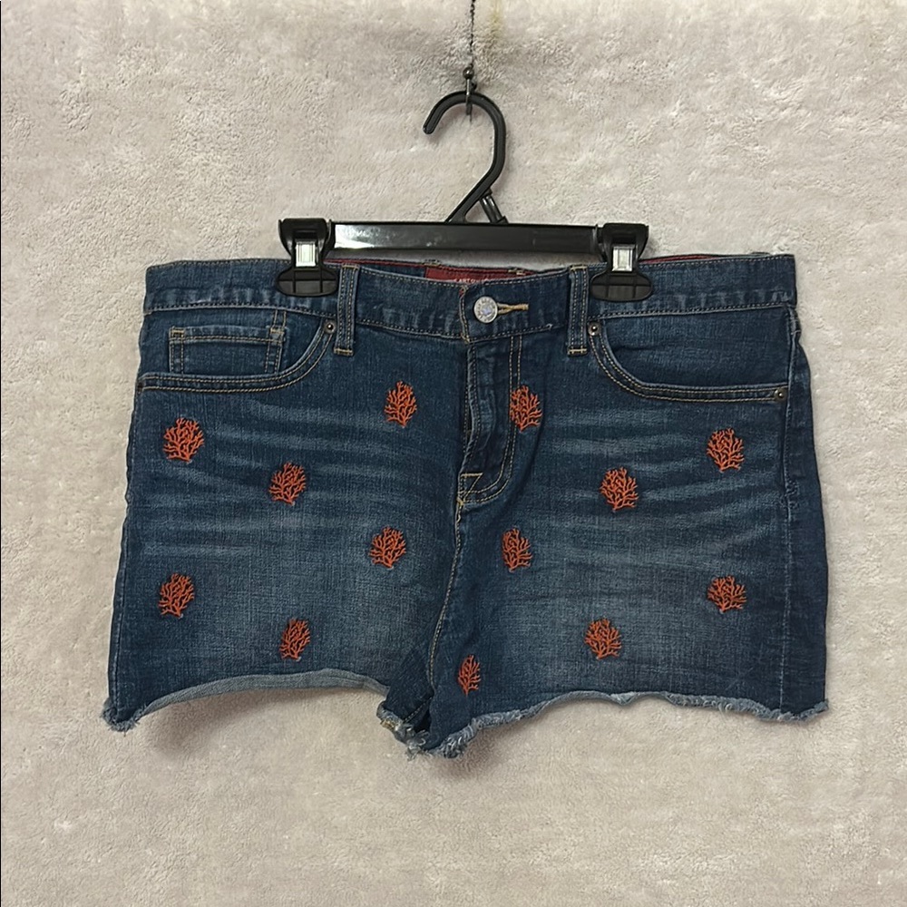 Lucky Brand Blue Jean Shorts with Coral Details